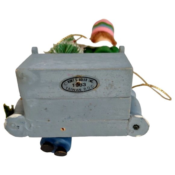 Vintage Handpainted Wooden Christmas Ornament Children Sitting On Steps - Picture 4 of 8